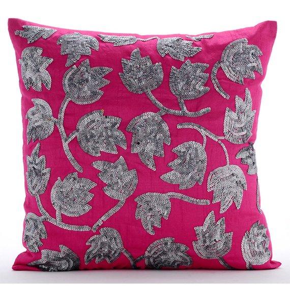 Tulip Twirl - Pink Art Silk Decorative Euro Sham