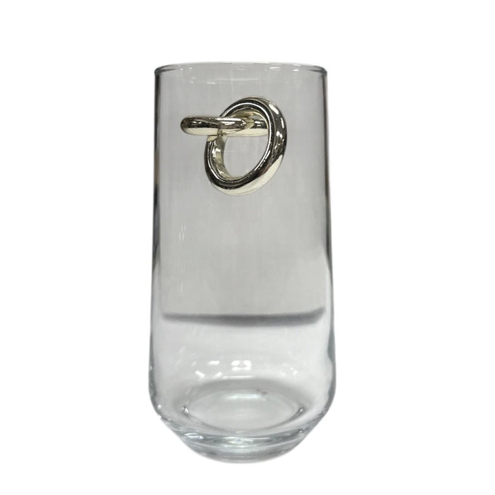 Tumbler Glass with Silver Emblem | Large | Hand crafted in Turkey - Suzie Anderson Home