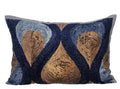 Art Silk Blue Rectangular Decorative Pillows Cover Turn Blue To Gold