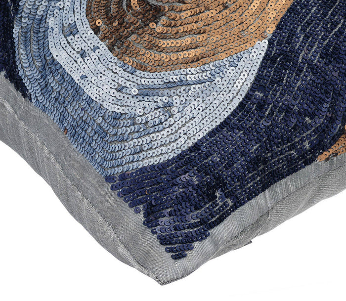 Turn Blue To Gold - Art Silk Blue Decorative Lumbar Pillow Cover