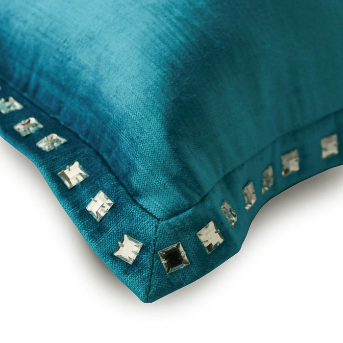 Turquoise Blue Crystal Palace - Turquoise Blue Velvet Throw Pillow Cover