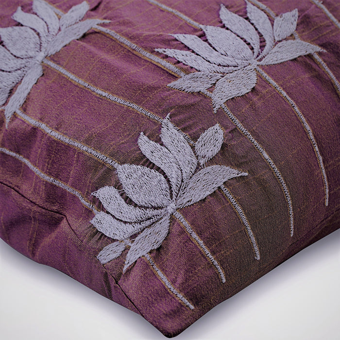 Two Tone Lotus - Purple Art Silk Throw Pillow Cover
