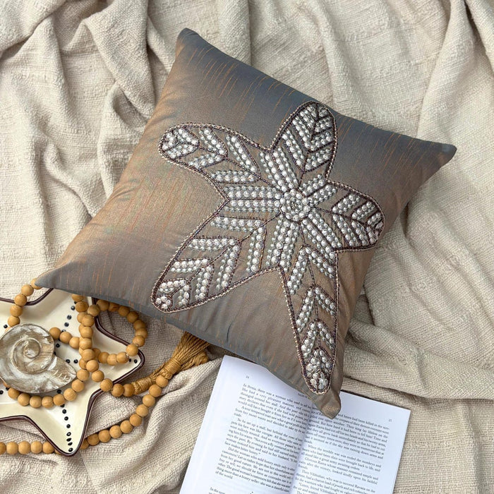 Two Tone Orange Purple Art Silk Throw Pillow Cover - Starfish Sparkle