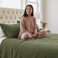 Ultra Lightweight 6 Layer Muslin Blanket - Moss & Sage