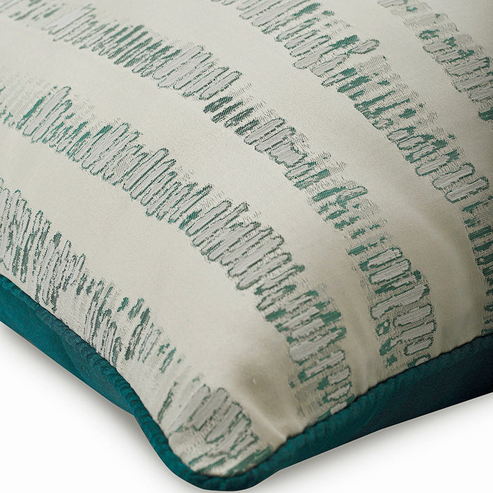 Undecided - Teal Blue Jacquard Silk Throw Pillow Cover