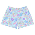 Under the Sea kawaii athletic short shorts in blue with lavender starfish and pink jellyfish