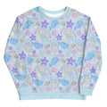 Under the Sea kawaii sweatshirt in blue with blue narwhals and pink jellyfish