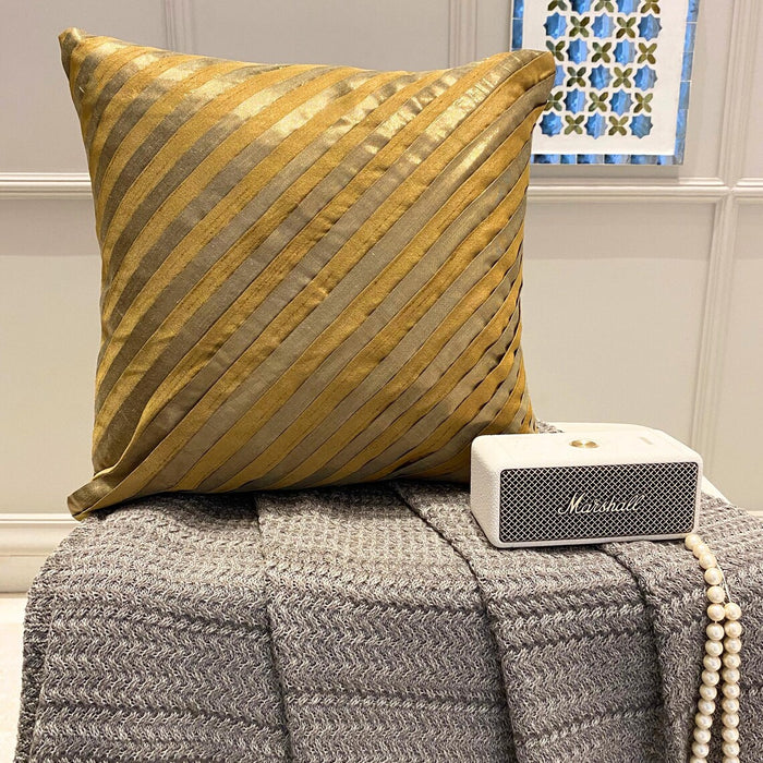 Unfolding Gold Copper - Gold Art Silk Throw Pillow Cover