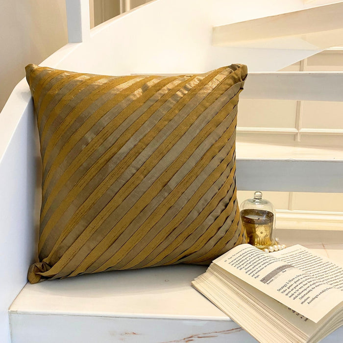 Unfolding Gold Copper - Gold Art Silk Throw Pillow Cover