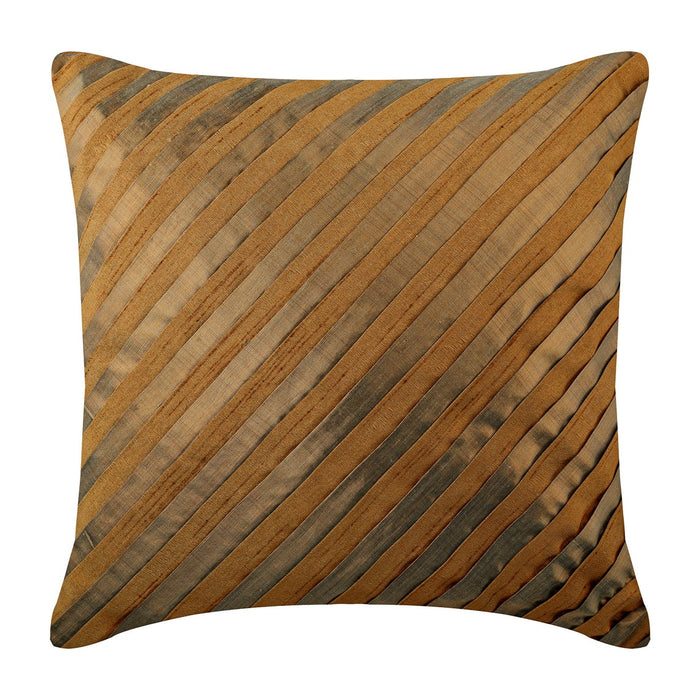 Unfolding Gold Copper - Gold Art Silk Throw Pillow Cover