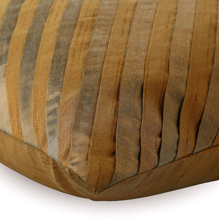 Unfolding Gold Copper - Gold Art Silk Throw Pillow Cover