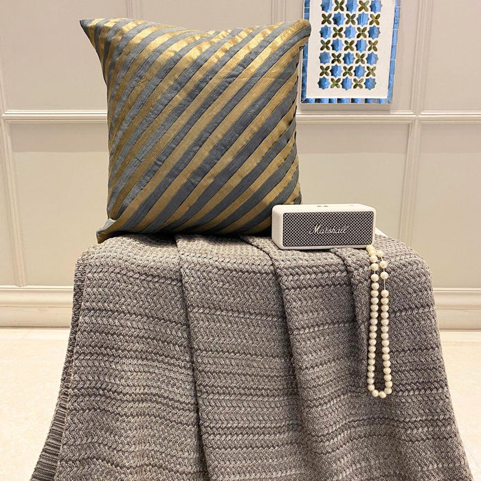 Unfolding Grey Copper - Gray Art Silk Throw Pillow Cover