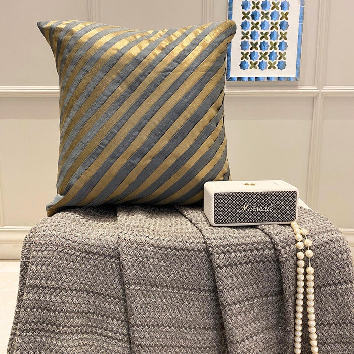 Unfolding Grey Copper - Gray Art Silk Throw Pillow Cover