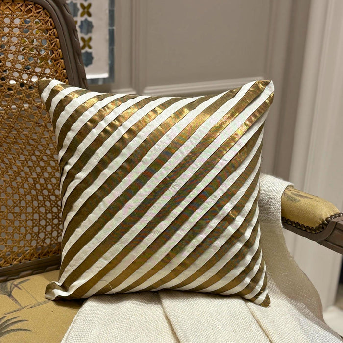 Unfolding Ivory Antique Gold - Ivory Art Silk Decorative Euro Sham