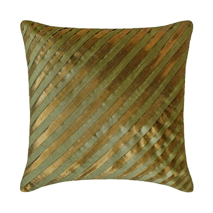Unfolding Olive Copper - Olive Green Art Silk Decorative Euro Sham