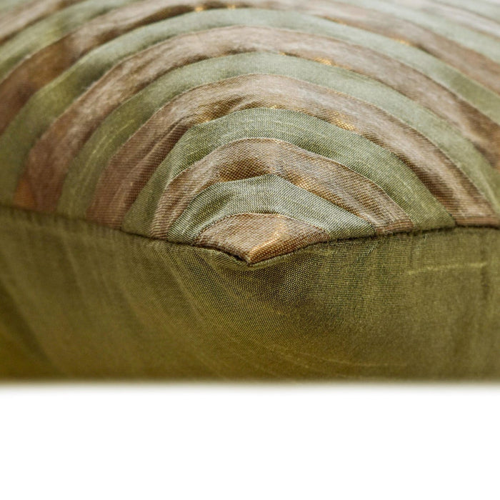 Unfolding Olive Copper - Olive Green Art Silk Decorative Euro Sham