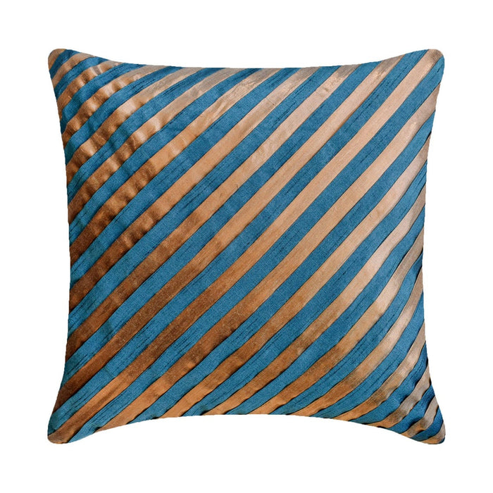 Unfolding Teal Copper - Teal Blue Art Silk Decorative Euro Sham