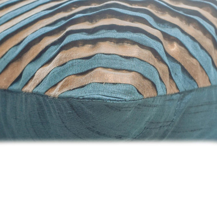 Unfolding Teal Copper - Teal Blue Art Silk Decorative Euro Sham