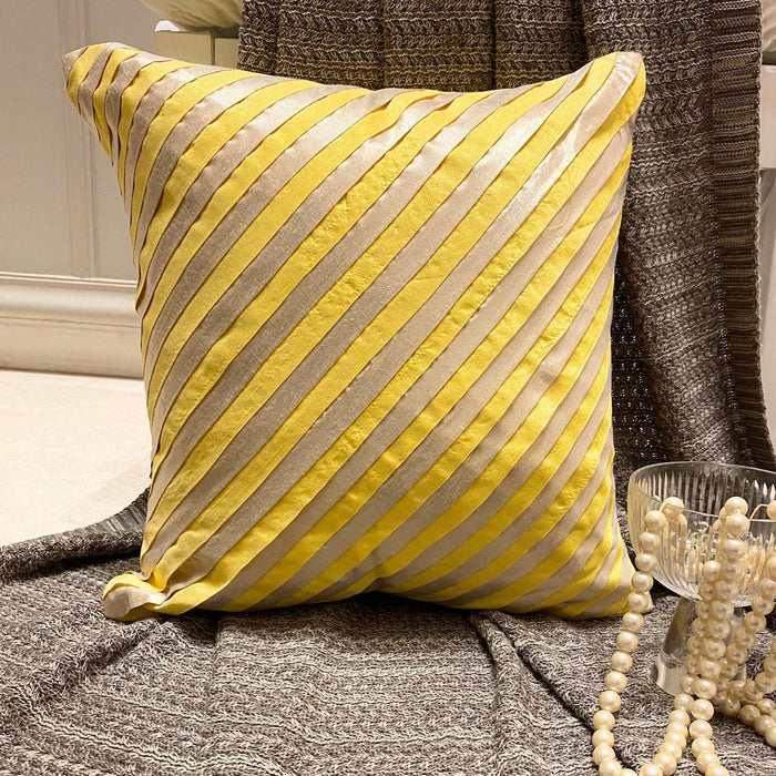Unfolding Yellow - Yellow Art Silk Throw Pillow Cover