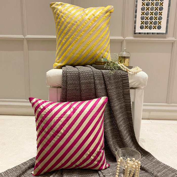 Unfolding Yellow - Yellow Art Silk Throw Pillow Cover