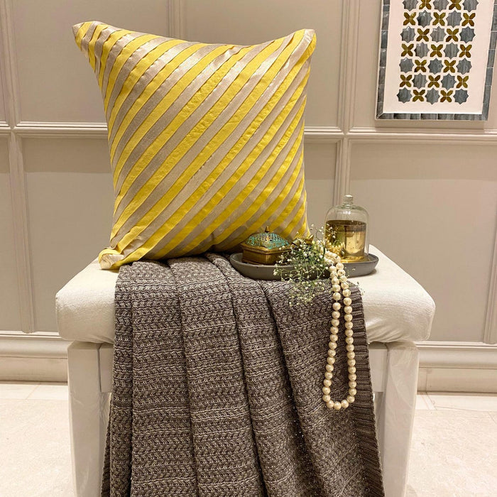 Unfolding Yellow - Yellow Art Silk Throw Pillow Cover