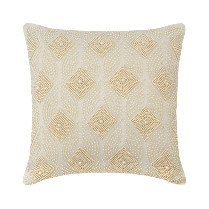 Victoria Pearls - Ivory Cotton Linen Decorative Euro Sham