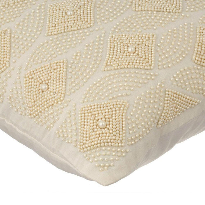 Victoria Pearls - Ivory Cotton Linen Throw Pillow Cover