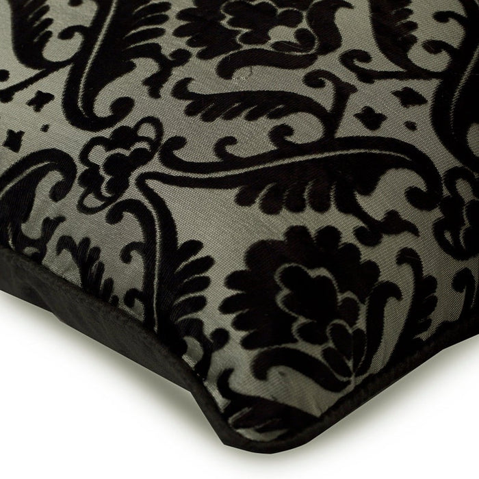 Victorian Black Burnout Velvet Throw Pillow Cover