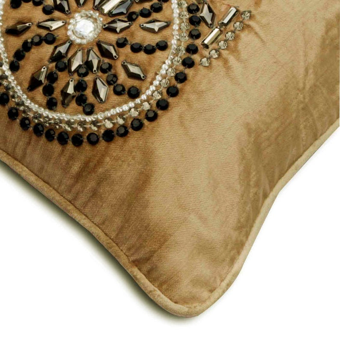 Vintage Cycle - Beige Velvet Throw Pillow Cover