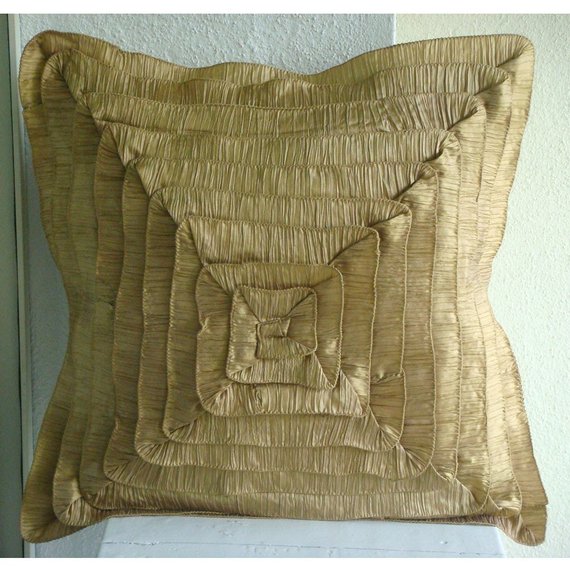 Vintage Gold Frills - Gold Crushed Silk Throw Pillow Cover