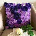 Violet Blooms - Purple Art Silk Throw Pillow Cover