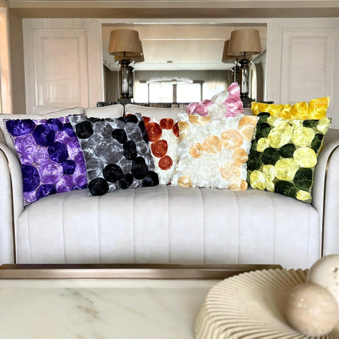 Violet Blooms - Purple Art Silk Throw Pillow Cover