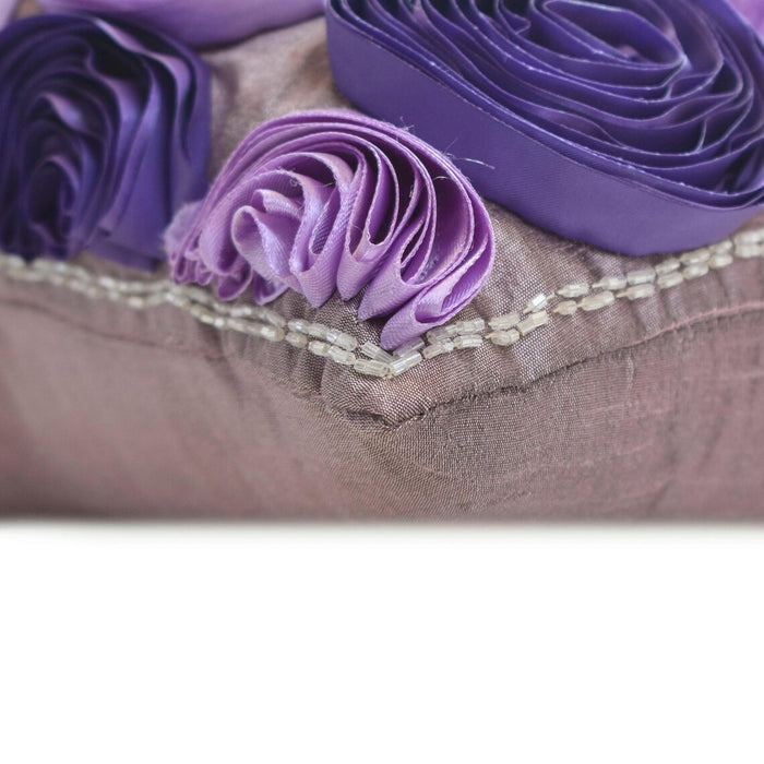 Violet Blooms - Purple Art Silk Throw Pillow Cover