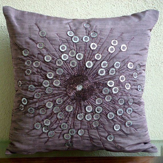 Violet Light - Purple Art Silk Throw Pillow Cover