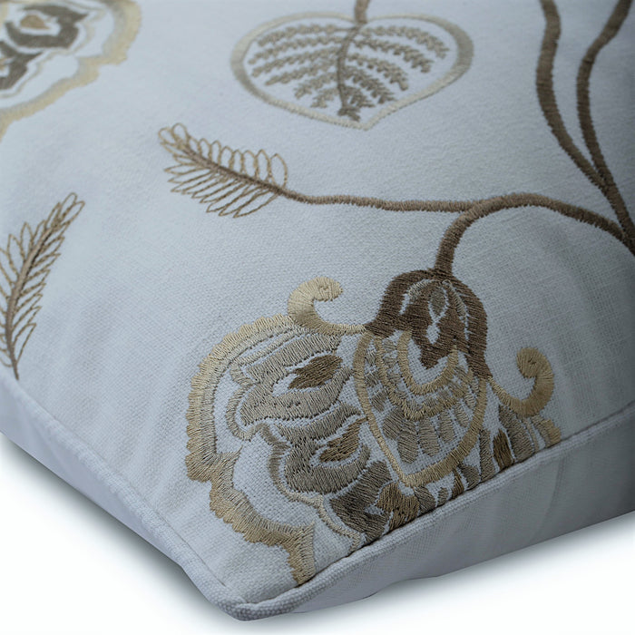 Waking Up To Bloom - Ivory Cotton Linen Decorative Euro Sham