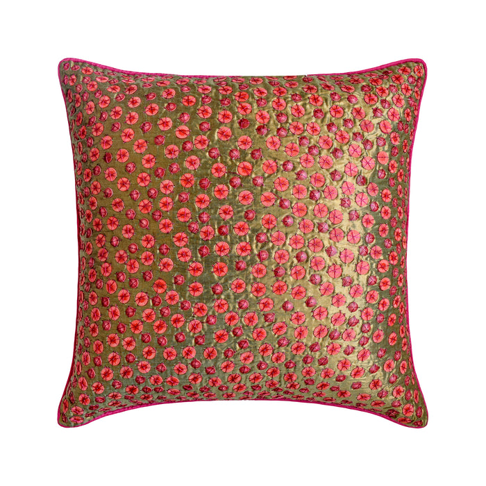 Warmth And Love - Pink Zari Art Silk Decorative Euro Sham