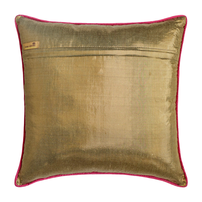 Warmth And Love - Pink Zari Art Silk Decorative Euro Sham