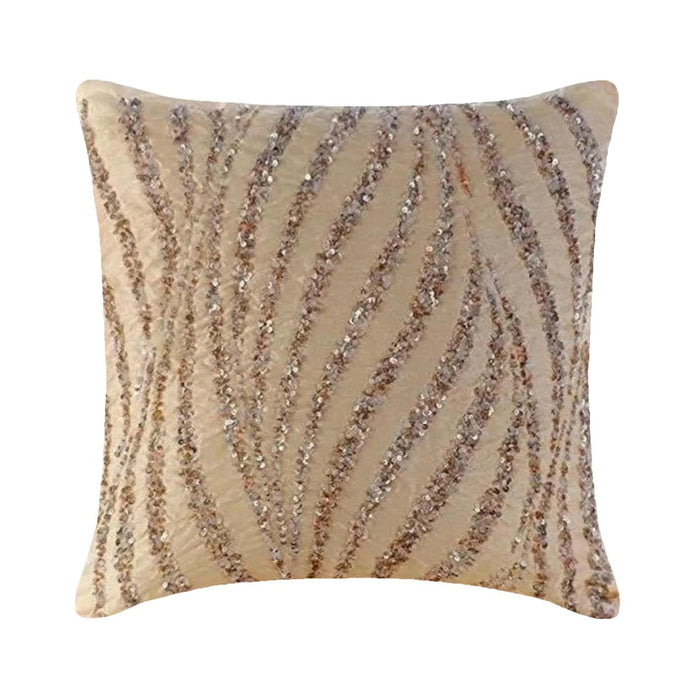 Wave Of Gold - Beige Art Silk Decorative Euro Sham