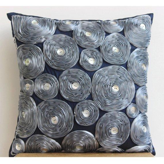 Whirlwind - Gray Art Silk Decorative Euro Sham