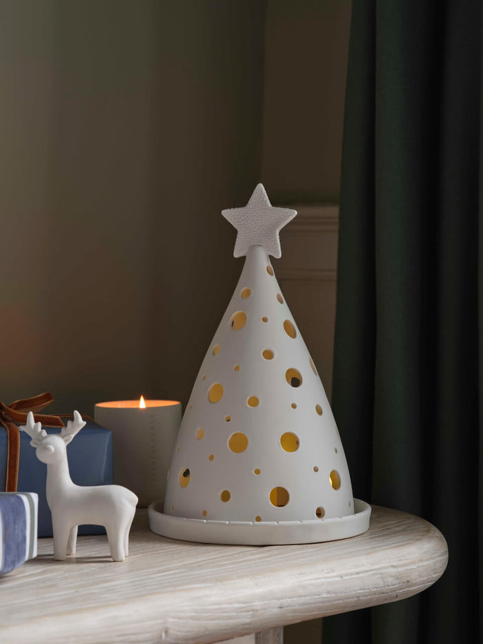 White Ceramic Candlelight Tree Ornament