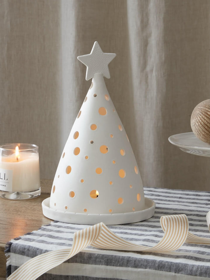 White Ceramic Candlelight Tree Ornament