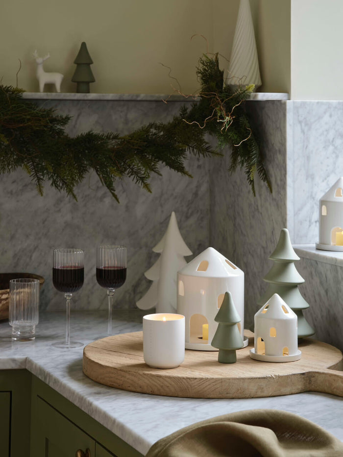 White Ceramic House Ornament - 3 Sizes
