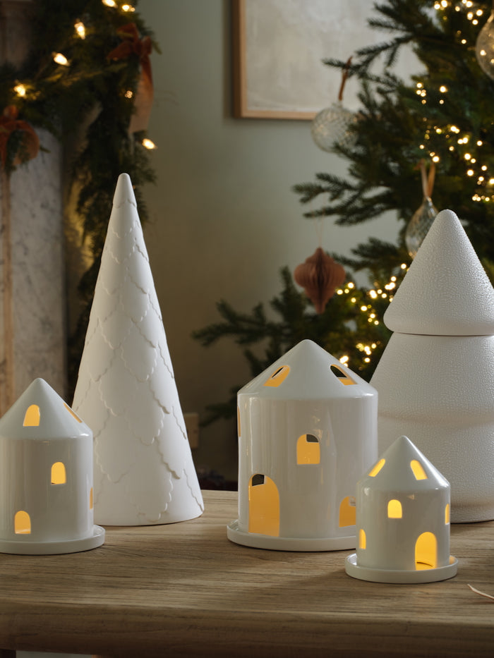 White Ceramic House Ornament - 3 Sizes