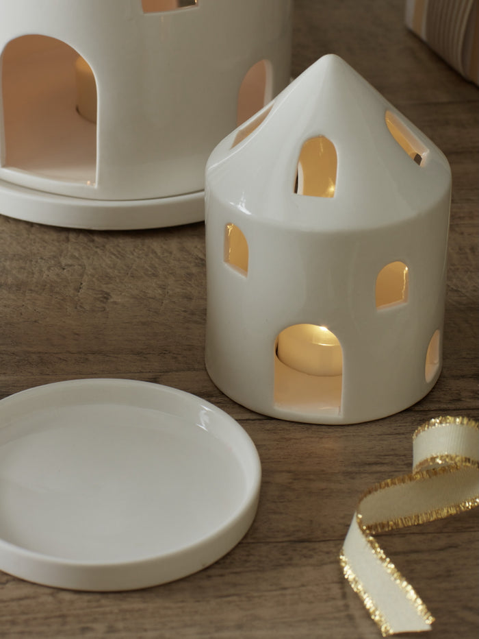 White Ceramic House Ornament - 3 Sizes