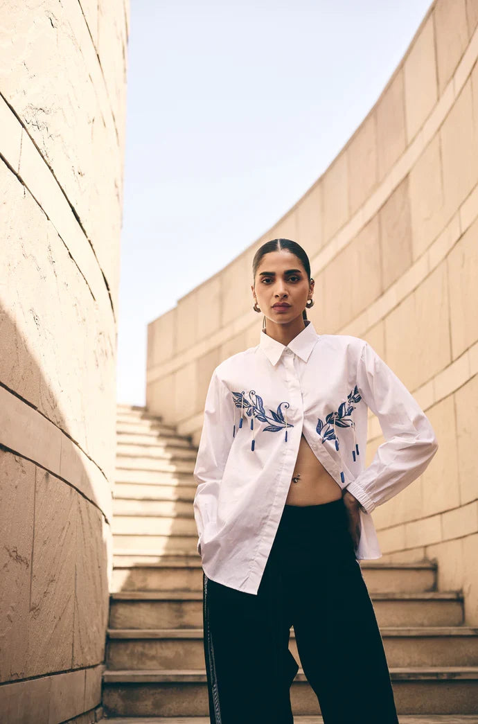 White embroidered co ord set Singapore