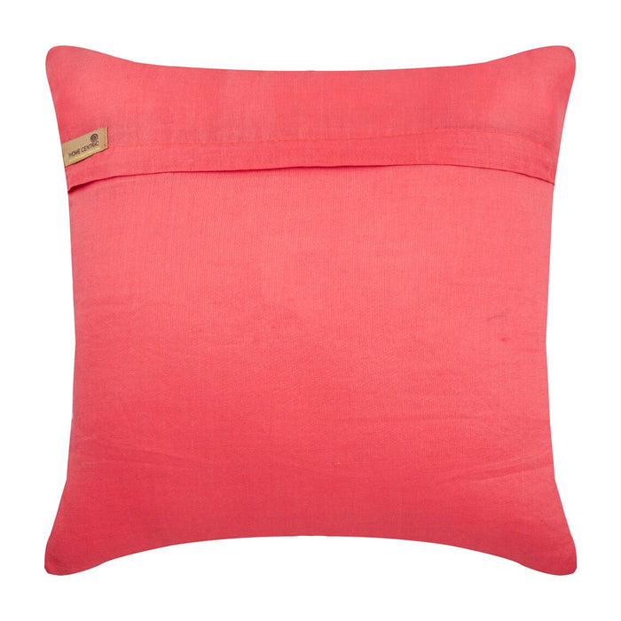 White Forest - Coral Pink Cotton Linen Decorative Euro Sham