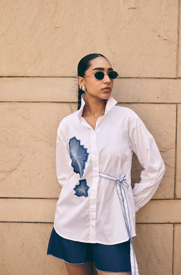 White embroidered shirt Singapore