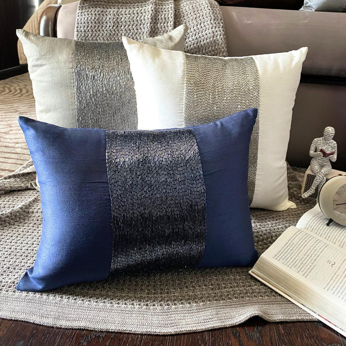 White Sparkle - White Art Silk Throw Pillow Cover