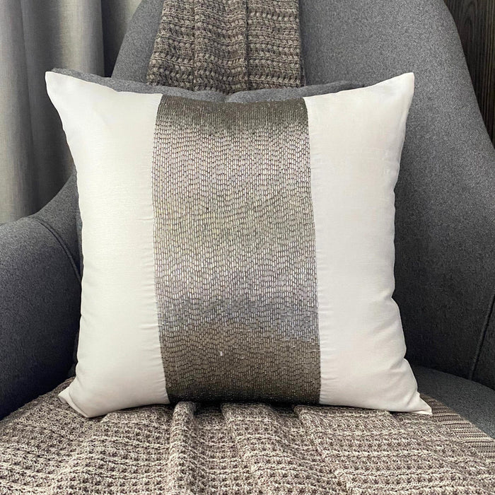 White Sparkle - White Art Silk Throw Pillow Cover