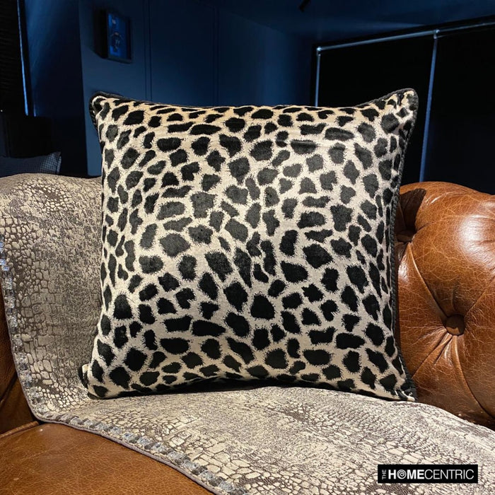 Wild Jungle - Black N White Velvet Decorative Euro Sham